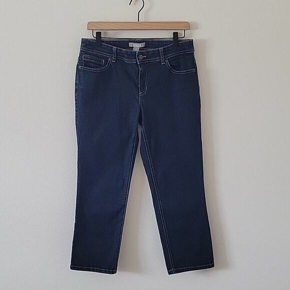 Chico's Dark Wash Crop Denim Jeans Size 4 - Picture 1 of 6